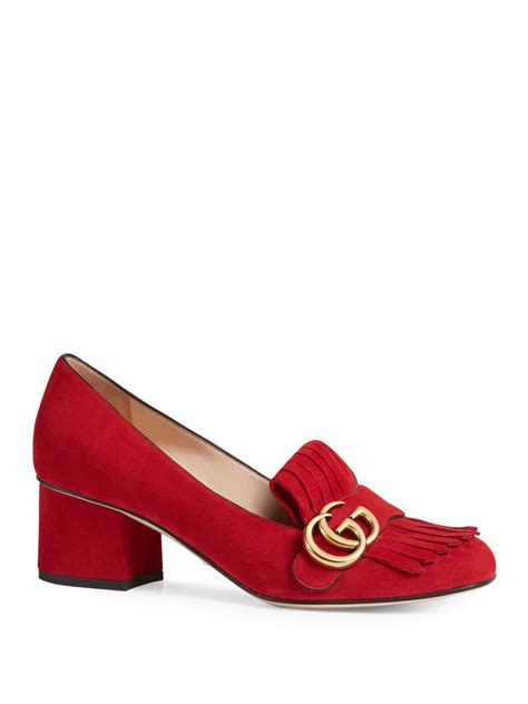 gucci marmont suede pump|gucci block heel pumps.